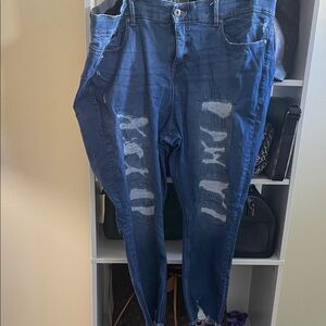 Distressed Skinny Jeans in Blue